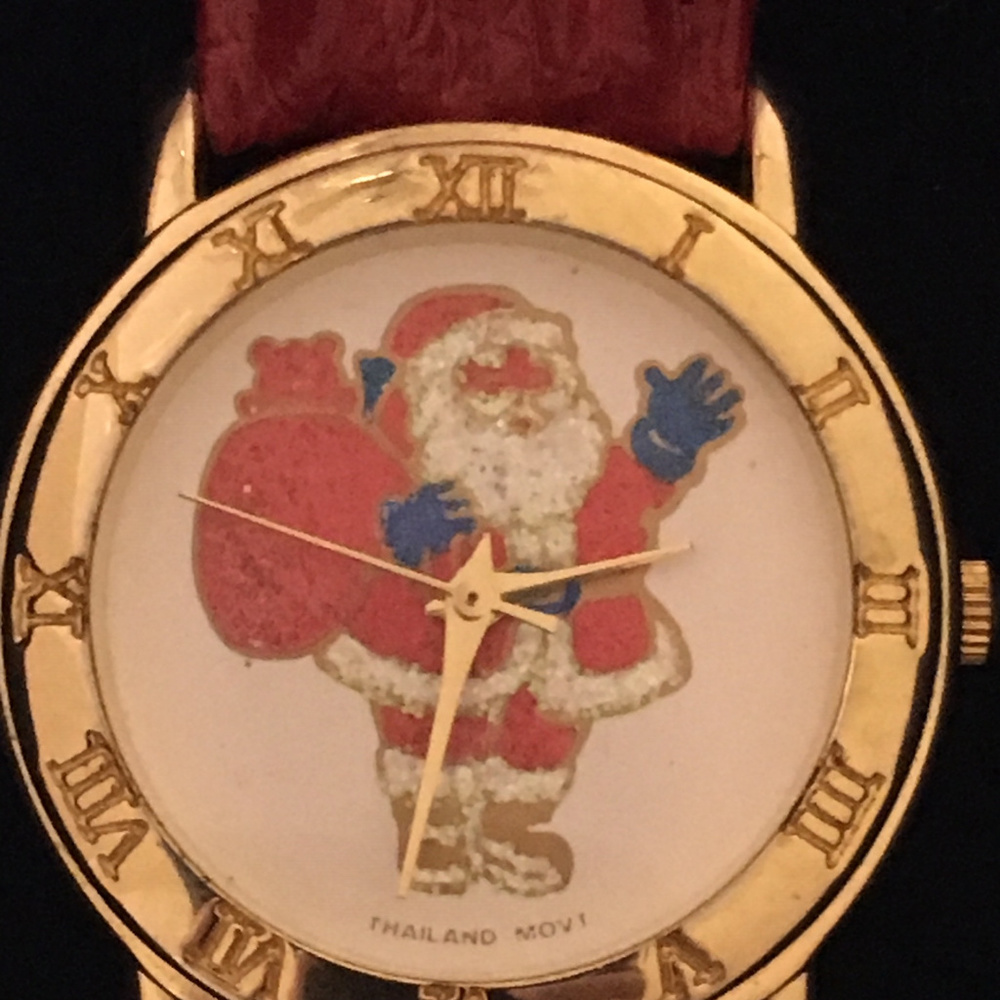 New!  Adorable Santa Watch with Red Leather Band